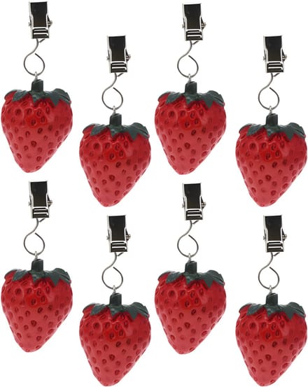 Excellent Houseware Tafelkleedgewichtjes/hangers - 8x - aardbei - kunststeen - rood