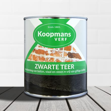Koopmans Zwarte Teer - Beits - Dekkend - Terpentine basis - Zwart - 750ml