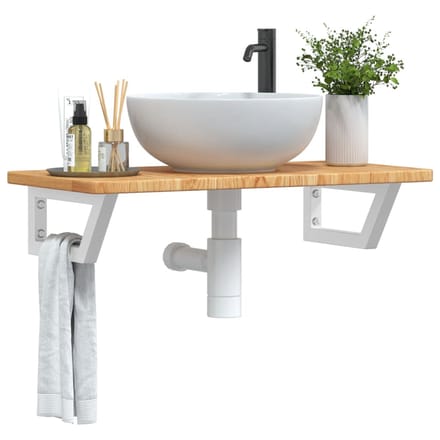 vidaXL - Badkamer - wandschap - staal - en - massief - eikenhout
