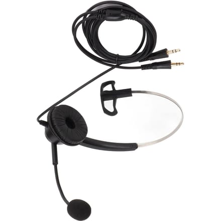 H360‑PC Casque PC Monaural Filaire Oreille Unique avec Prise Double 3,5 mm à 3 Sections et Micro à Réduction de Bruit