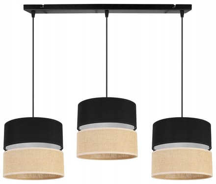 Hanglamp Juta Zwart/Beige - 3 Lampen - Boho Stijl