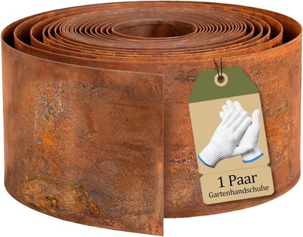 Gazonrand Metaal - Bloembedomranding Perkrand - Tuin Afscheiding - Flexibel Vormbaar - 5 Meter 15cm - Roestbruin