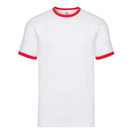 Fruit of the Loom Heren Ringer 160 T-Shirt (Wit/rood)