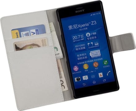 Lelycase Sony Xperia Z3 Bookcase Wallet Cover Hoesje Wit