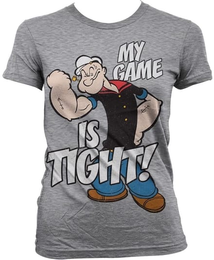 Popeye Game Is Tight Girly T-shirt voor dames, heathergrijs