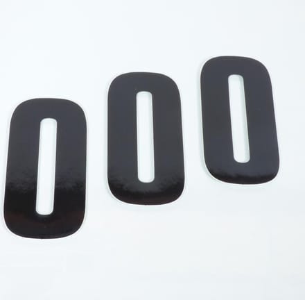 3 sticker autocollant numéro de course zéro 0 noir Blackbird 130x70mm pour motocross