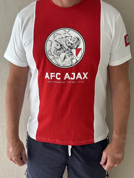 Ajax T-shirt Wit Rood Wit Oud Logo Volwassenen S - 100% katoen