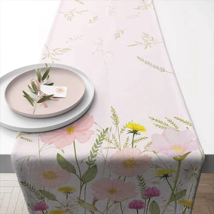 Ambiente Tafelloper 40 x 150 cm, Pastel Bloemen Roze