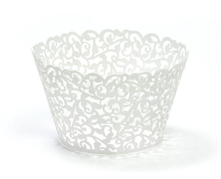 PARTYDECO - 10 witte kanten cupcake wrappers 5,5 x 8,5 cm, bruiloft decoratie