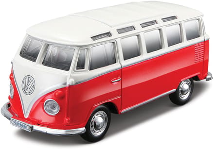 Maisto Volkswagen T1 Samba - Modelauto - Schaal 4,5" - Rood/Creme