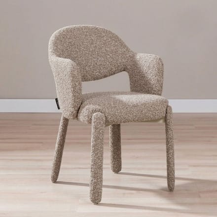 Bronx71® Eetkamerstoel June bouclé bruin - stoel