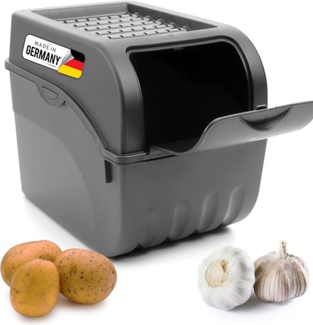Aardappelbewaardoos | groot 9L | ANTRACIETGRIJS | Uiendoos | Groentebox stapelbare aardappelbox uienopslag aardappelmand fruitcontainer aardappelbox voedselopslagcontainer