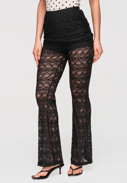 OMBRE Broek - Slim Fit - Gebloemd - Broek Zwart ONESIZE