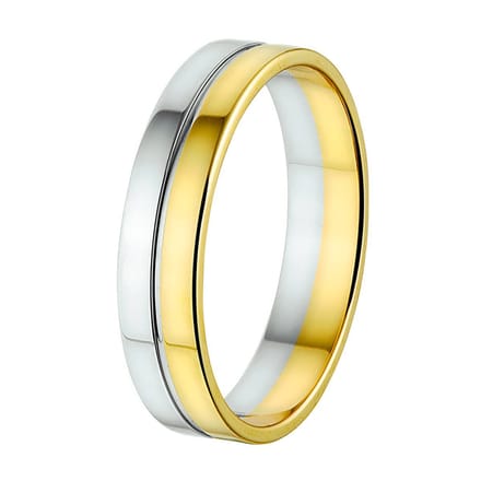 14K Bicolor Geel- En Witgoud Geel/Wit Ring A416 - 5 Mm Zonder Steen 4202249