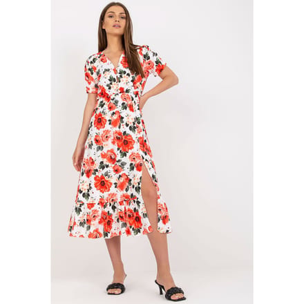 Floral Slit Dress - Rot / Einheitsgröße