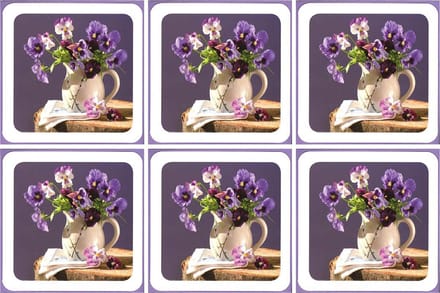 6 Wenskaarten met envelop - Vierkant - Blanco - Bloemen - Gekleurde envelop - 16 x 16 cm