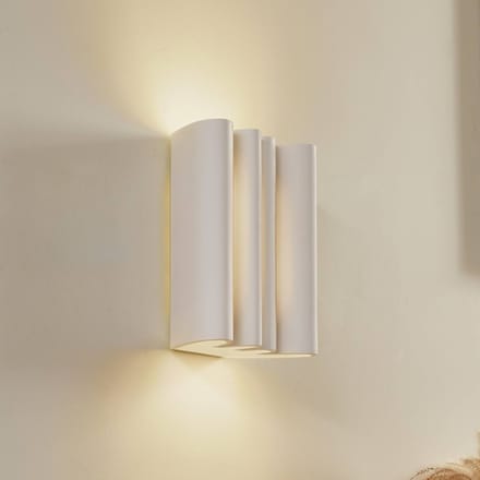 Lindby - wandlamp - 2lichts - Gips, metaal - H: 25.7 cm - G9 - wit