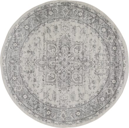 SURYA Farah rond vloerkleed vintage oosters grijs