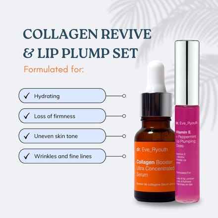 Collageen Booster Ultra Geconcentreerd Serum 15ml + Vitamine E en Peppirment Lip Plumps 8ml