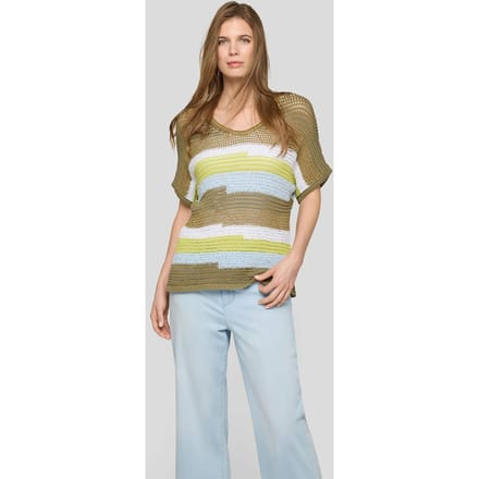 Pullover van grove tricot met glansgaren - kaki / groen - Gr. 46 van Goldner Fashion