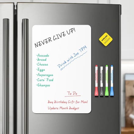 SnelShoppen - Magnetisch Dry Erase Whiteboard voor Koelkast - Flexibel en Gemakkelijk Schoon te Maken - Inclusief 5 Magnetische Markers en 1 Gum - Per