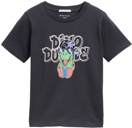 Tom Tailor - T-shirt met omkeerbare pailletten - Maat 92/98 - coal grey