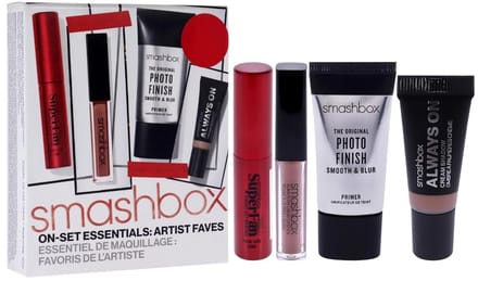 SMASHBOX 4-Pc On-Set Essentials Mini Artist Faves Set: Primer + creme shadow + mascara + lipstick