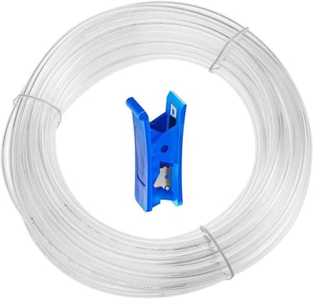PU-slang, 12 meter lang, polyurethaanslang voor perslucht, flexibele slang 10 mm diameter, transparant, met slangsnijder.