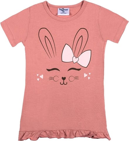 Fun2Wear - Happy Bunny Groot shirt | Dusty Rose - Katoen - Maat 92
