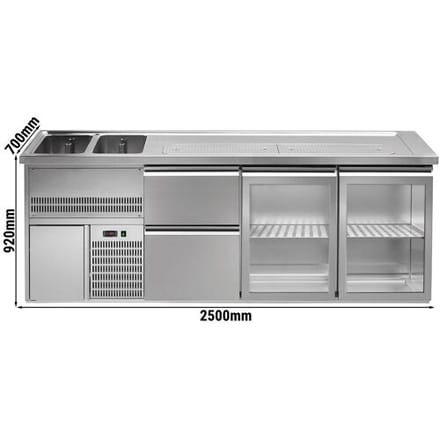 GGM Gastro Biertheke Premium PLUS - 2500x700mm - 2 Glastüren & 2 Schubladen