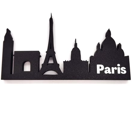 Paris Skyline Silhouet – Stad Decoratie 3D Print Zwart Eiffeltoren