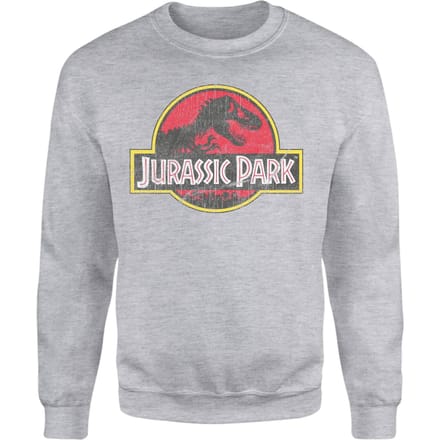 Jurassic Park Logo Vintage Sweatshirt - Grey - XXL