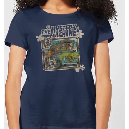 Scooby Doo Mystery Machine Psychedelic Women's T-Shirt - Navy - M