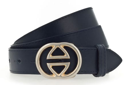 Vanzetti Leren Riem Leather Buckel Belt W100 Marine Donkerblauw