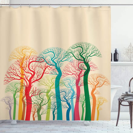 ABAKUHAUS Herfst – Douchegordijn – 175x220 cm – Beige multicolor