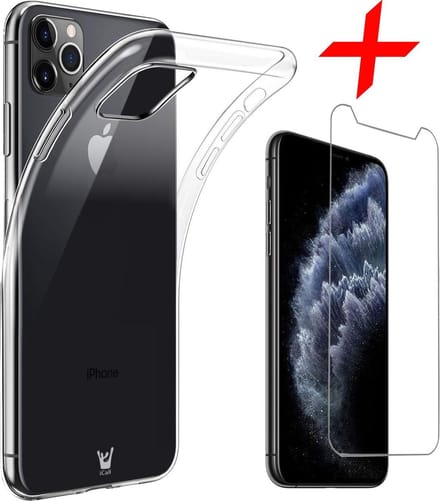 Hoesje geschikt voor iPhone 11 Pro Max - Screen Protector FullGuard - Back Cover Case Transparant & Screenprotector