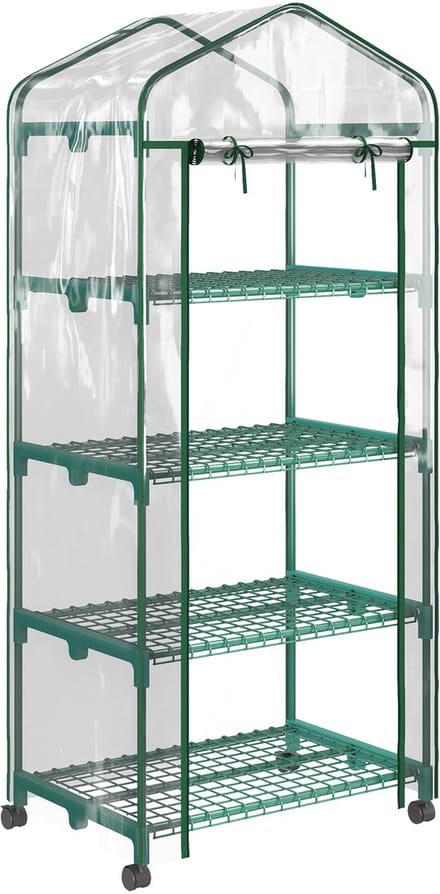 Outsunny opzetkas met schappen en PVC-folie - Plantenkas - Kweekkas - Balkonkas - Transparant