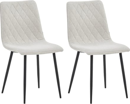 Colenis® - Elise Eetkamerstoel - Set Van 2 - Gebroken Wit - Linnen Stof - Industrieel