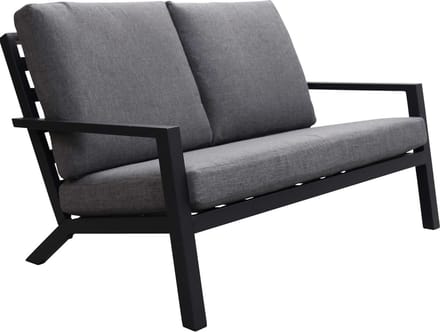 Loungebank Bezano | 2-persoons | Matt Black/Grey | Aluminium