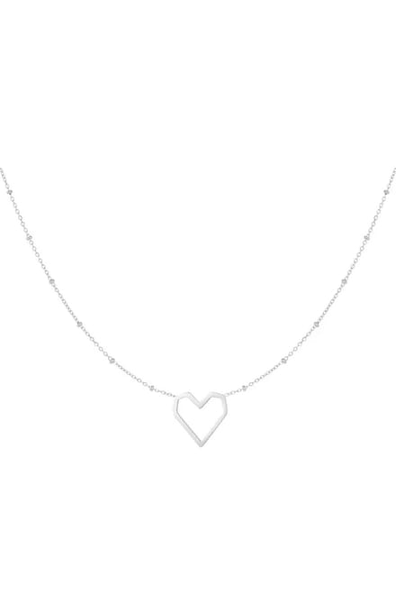 Ketting hart met dots - zilver