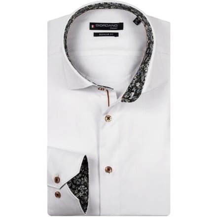 Giordano Overhemd Maggiore Semi Cutaway Two-Ply Plain Twill Subtle Contrast Optical White / male