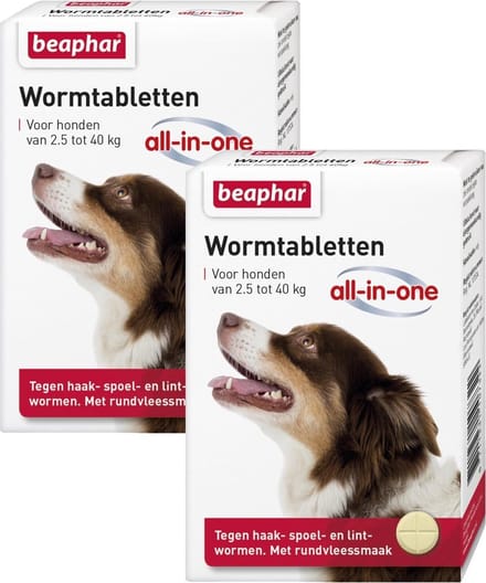 Beaphar Wormtablet All In One Hond - Anti wormenmiddel - 2 x 4 tab 2.5 Tot 40 Kg