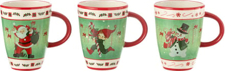 J-Line mok kerstmis Dolomite - keramiek - mix - 3 stuks