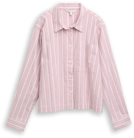 Tom Tailor Denim - Boxy fit overhemdblouse met gestreept patroon - Maat XL - dusty rose white stripe