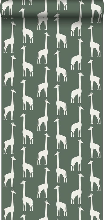 ESTAhome behang giraffen donkergroen - 53 cm x 10.05 m - 139060