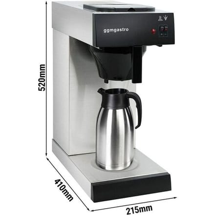GGM Gastro Professionele filterkoffiemachine - 2,0L - met 1 warmhoudplaat & droogkookbeveiliging - incl. thermoskan 2,0L zilver