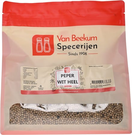 Van Beekum Specerijen - Peper Wit Heel - 1 KG (hersluitbare stazak)