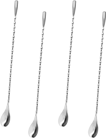 Solidchoice - 4 Stuks Professionele Cocktail Rührlöffel van RVS