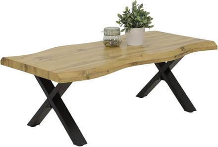 Boomtafeltafel 110 x 60 cm - X-frame, wild eiken natuur