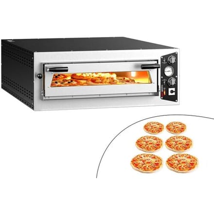 GGM Gastro Elektrische pizzaoven (chamotte bakvloer) - 990x1270x380mm - 1 kamer - 6 x Ø 35cm - tot 450°C - Handmatig - Stapelbaar
